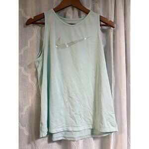 The Nike Tee Dri Fit womens sz large light blue/green tank top Workout Athletic